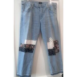 Citizens of Humanity Patchwork Emerson Denim Jeans 32 Boyfriend Distressed Boho